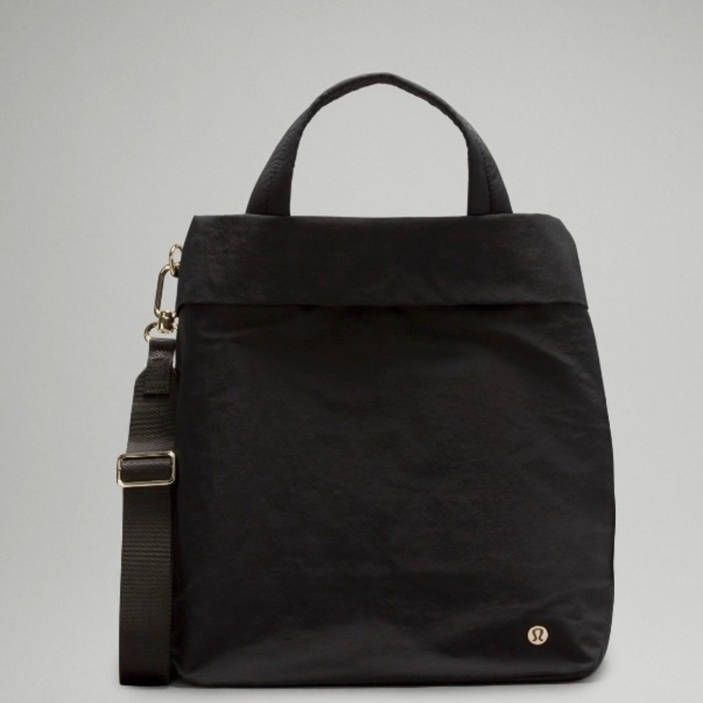 lululemon athletica Black Convertible Backpack Tote with Gold Accents